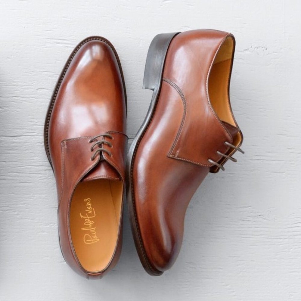 Paul Evans Cooper Blucher in Cognac leather derby shoes size 10